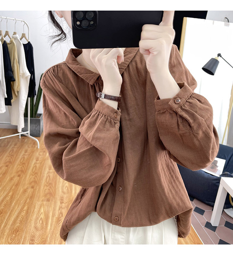 秋季新款韩国纯棉长袖衬衫女式宽松减龄显瘦上衣通勤95%以上开衫详情21