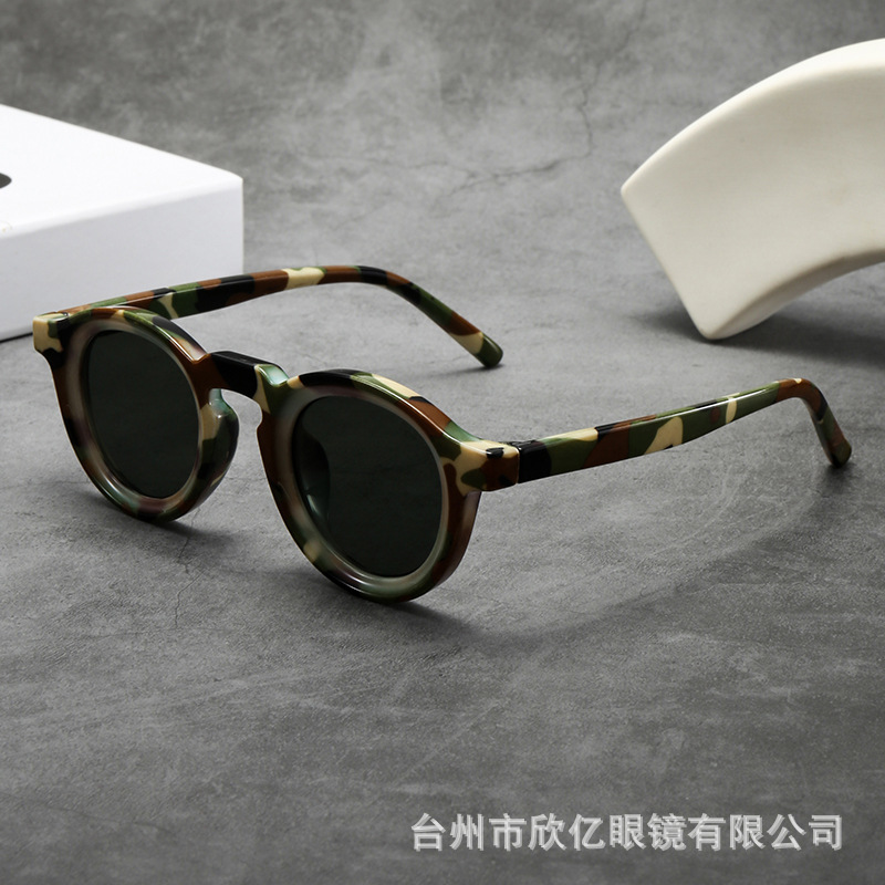 2025 nuevo estilo retro redondo montura pequeña gafas de sol de alta gama para hombres y mujeres tendencia de moda transfronteriza gafas de sol anti-ultravioleta