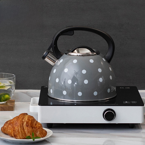 Cross-border gray dot whistling kettle, whistling water kettle, coffee sound water kettle 3L