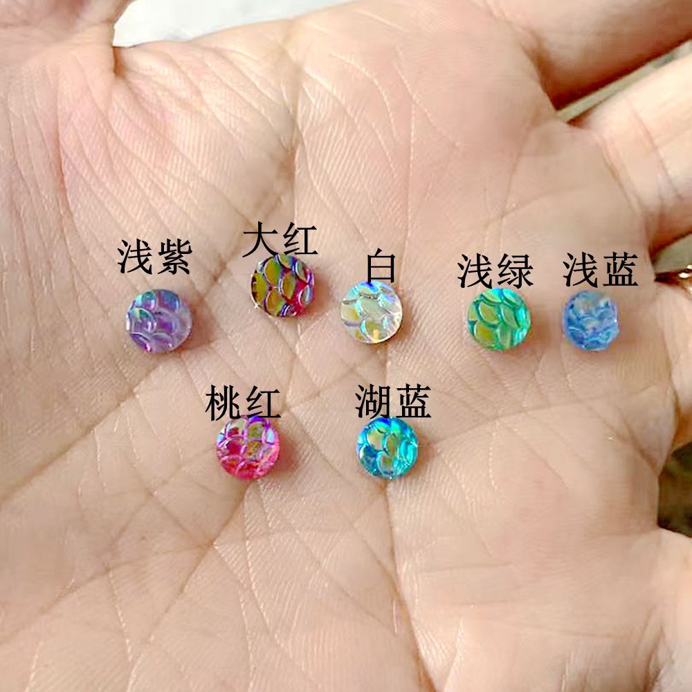 6mm晶簇 树脂钻圆形鱼鳞片 光滑镀AB彩圆钻 蛇纹图案DIY饰品配件