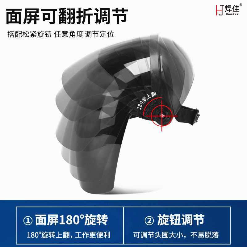 ✅轻便焊工电焊面罩具氩弧焊全脸防护烤脸打眼强光头戴式PC焊