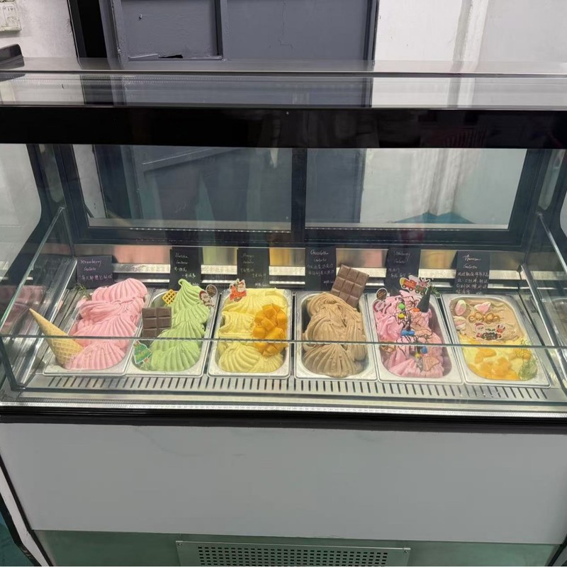 14皿の透明ジェラートアイスクリーム陳列ケース、業務用自動霜取りアイスクリーム陳列ケース、冷蔵保存庫|undefined