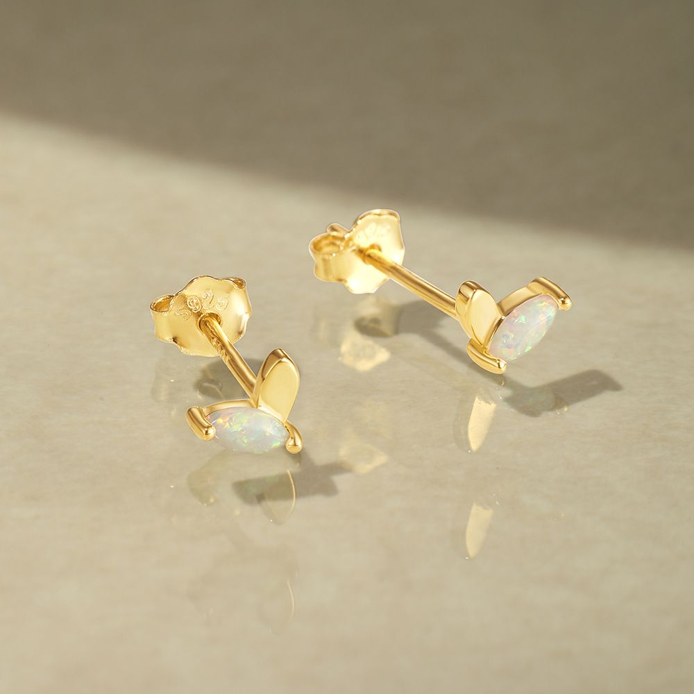 2g Weight 925 Sterling Silver Ear Needle Material Opal, Zircon Inlay Material Drop Earrings, Ear Studs Classification 1 Pair Quantity Holiday, Daily Occasion 925 Sterling Silver Material Leaf, Butterfly Pattern Women's Gender Plating Design Simple Style Style 1 Pair 925 Sterling Silver Opal Zircon 925 Sterling Silver Earrings Leaf Butterfly Drop Earrings Ear Studs 9