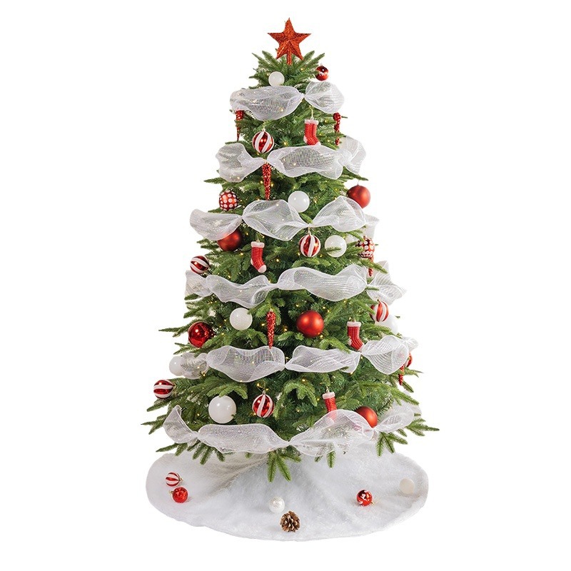Árbol de Navidad de PE, nuevo modelo, con hojas de dos tonos, paquete de lujo de 1,8 metros, árbol de PE con decoraciones navideñas grandes y densas.