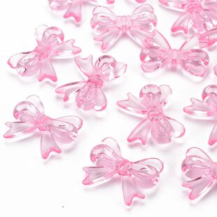 20 pc Transparent Acrylic Beads Bowknot Pearl Pink 23x29.5x6