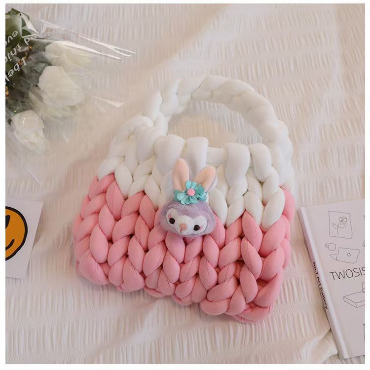 Nuevo coreano casero islandés lana trenzada DIY material bolsa de lana ultra gruesa moda tela de lana tejida a mano bolsa de mano
