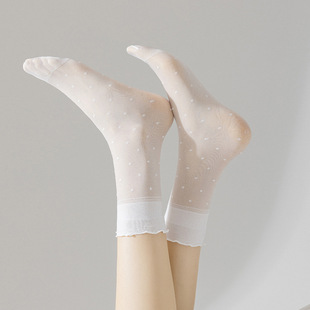 Socks women stockings tube socks black silk white summer mesh thin crystal socks with loafers lace stockings