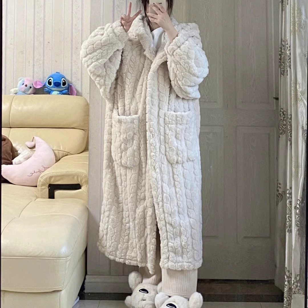 Coral velvet warm winter pijama, bathrobe, high-quality style, 2024 years