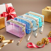 4PCS Transparent PVC Makeup Bag with High end Feel, Large