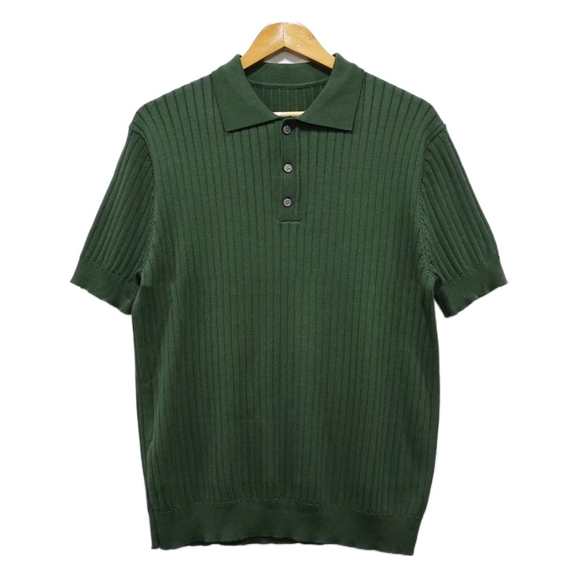 De punto de solapa Polo camiseta de manga corta de los hombres de verano de los hombres retro americana delgada moda coreana rayas camiseta ropa de los hombres
