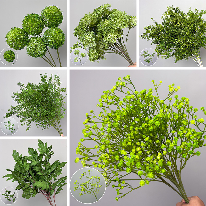 Green Flowers and Green Plants Wholesale Dragon Whisker Grass, Reed Grass, Forest Wedding Green Leaves, Fake Flowers, Wedding Silk Flowers