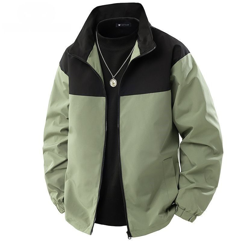 American Style Spring and Autumn Patchwork Casual Jacket Stand Collar Men's New Versatile Loose Top Coat