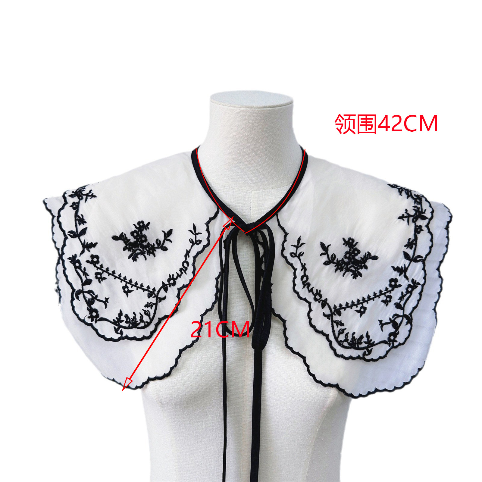 Nuevo estilo japonés fresco blanco encaje collar flor bordado doble capa malla encaje collar falso fábrica al por mayor image 6