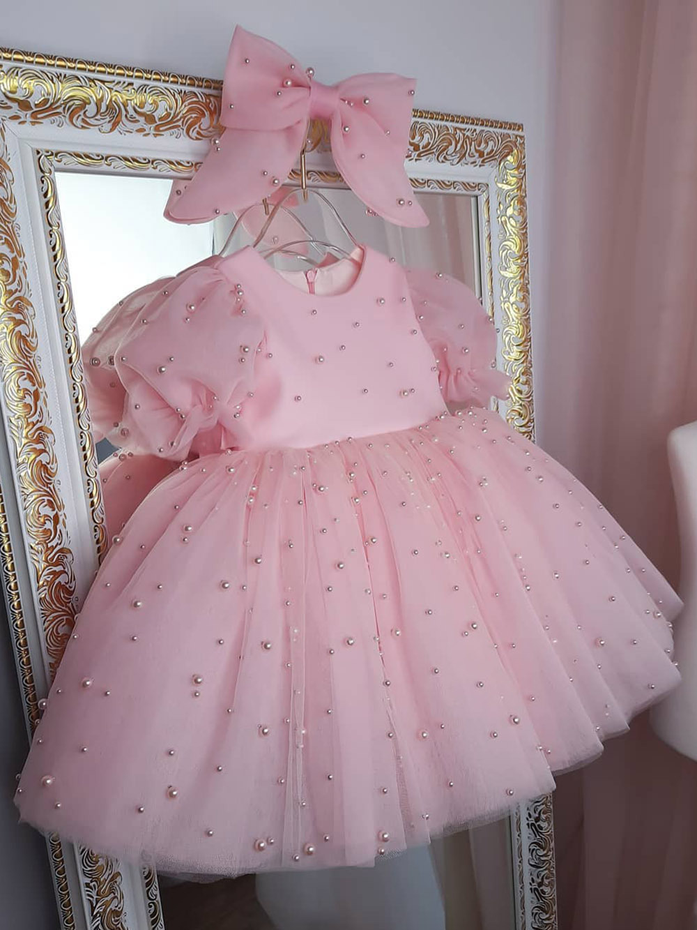 Vestito da principessa in tulle per bambine abito da cerimonia rosa_voghion.com