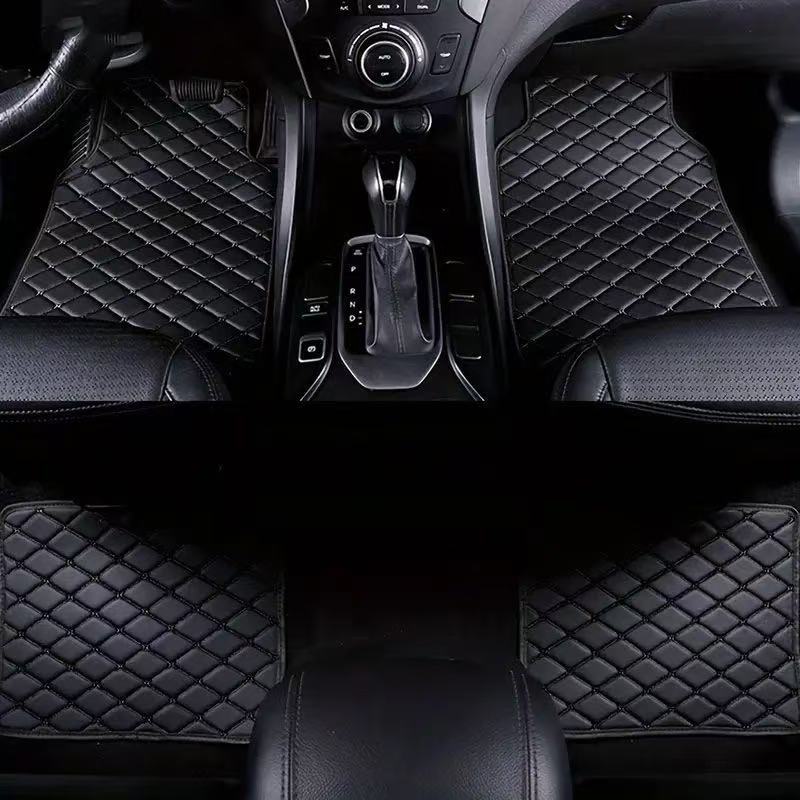 Cross-border universal leather quilted car floor mats, foot pads, direct sales from manufacturer, for Temu, Amazon, and foreign right-hand drive vehicles