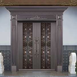 洛阳紫铜经典款纯铜门钢铜门吉祥鲁班尺寸防盗门别墅大门铸铝门