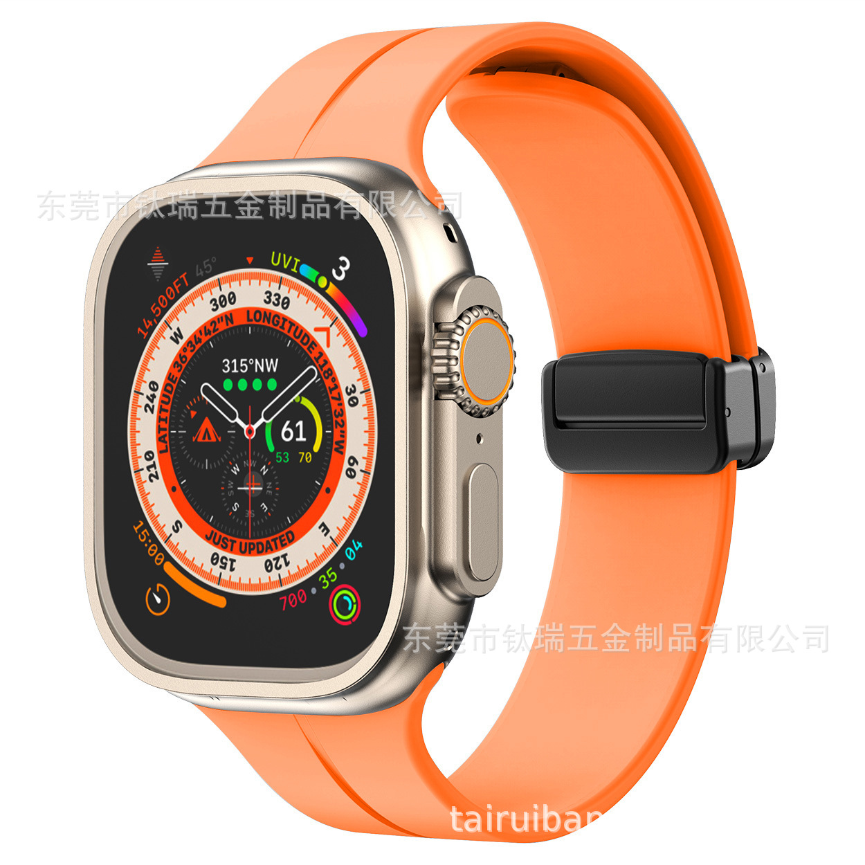 Adecuado para Apple correa de silicona Apple Watch 8ultra Apple magnética plegable hebilla Correa sin imán gota