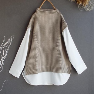 Multiplication in stock Japanese style 2023 autumn and winter New round neck sleeveless knitted vest + stand collar cardigan long sleeve shirt