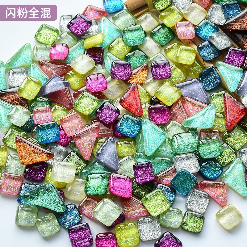 混合モザイク diy 手作りフリーストーンクリエイティブ生産材料カラークリスタルガラスルース粒子装飾自己粘着|undefined