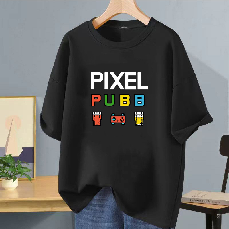 Camiseta de manga corta negra de seda helada de verano impresión de logotipo impreso ropa de clase de bricolaje ropa de trabajo camiseta de cuello redondo impresión