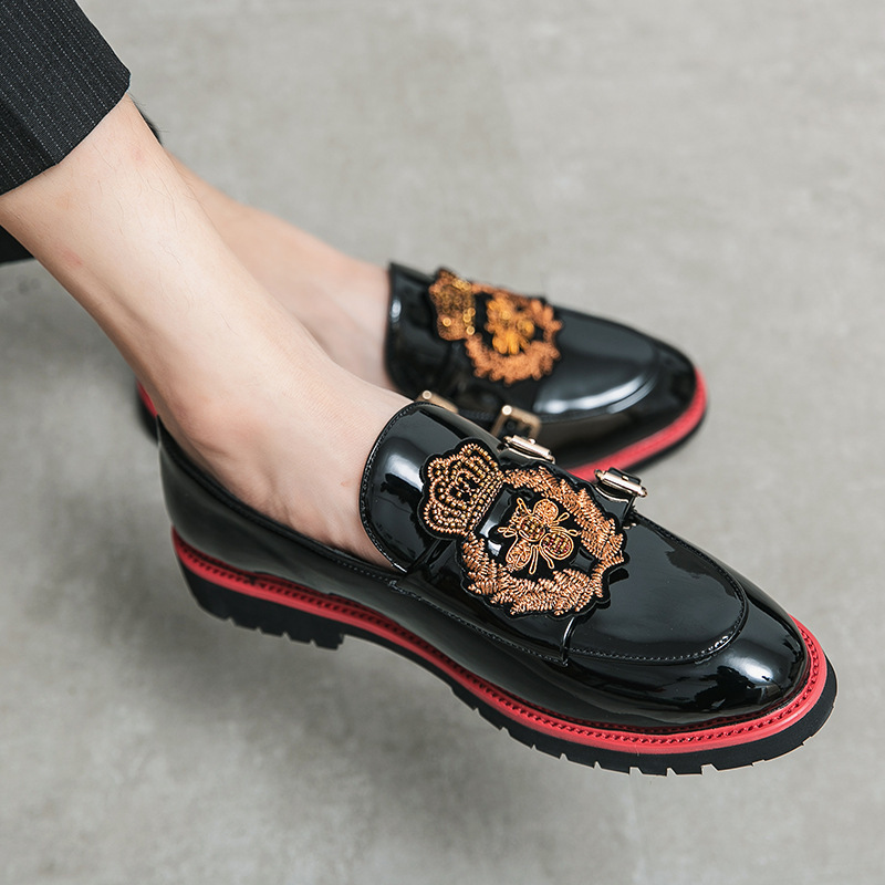 Cross-border plus size Men's Shoes 2024 Spring New British Style Slip-on Trendy Leather Shoes Fashion Business Casual Leather Shoes