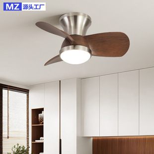 Medieval Style Retro Restaurant Fan Lamp Living Room Lamp 2025 New Walnut Color Ceiling Fan Lamp Silent Bedroom Lamp