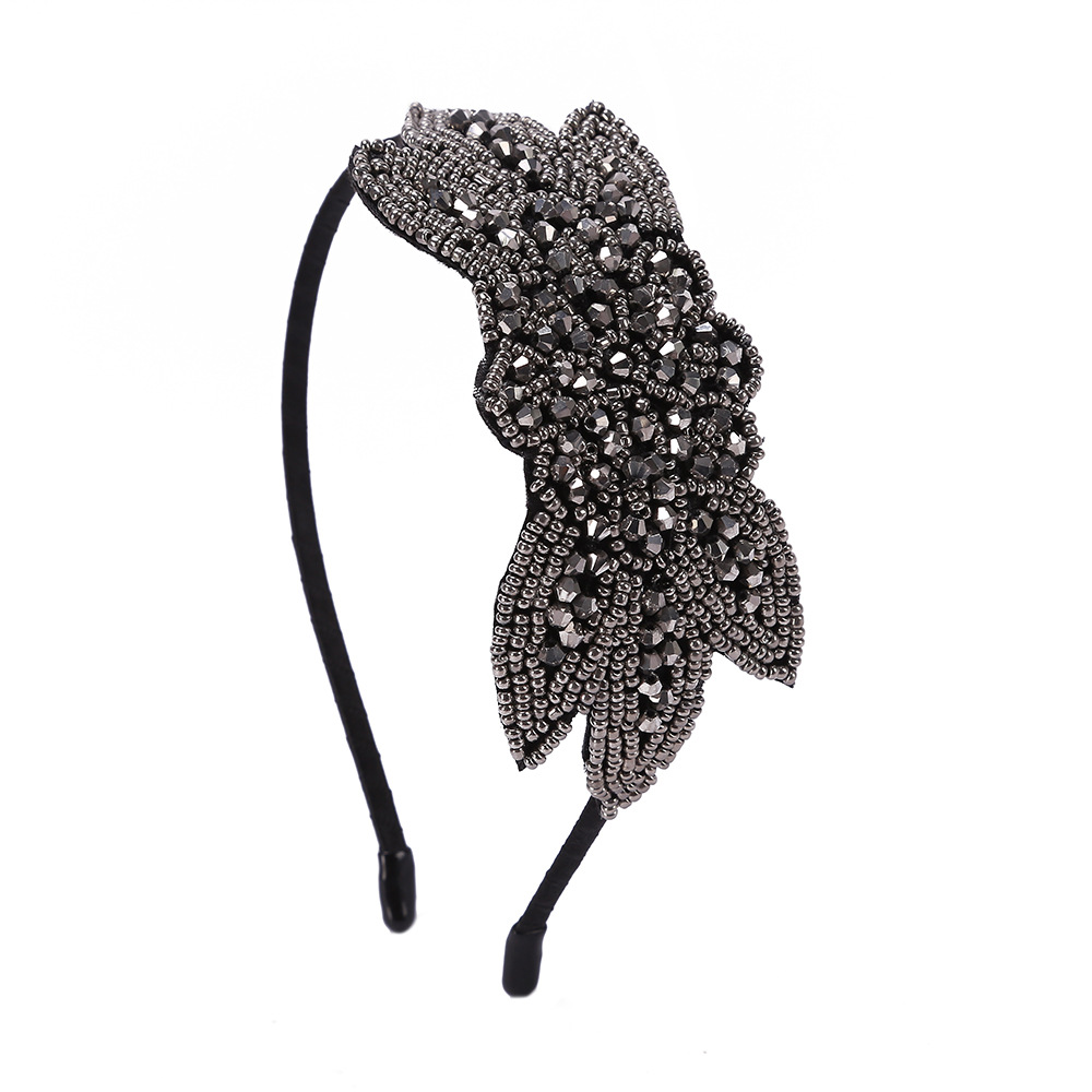 Europea y americana elegante reina retro étnico hecho a mano con cuentas rhinestone diadema personalidad bohemia diadema horquilla de viaje