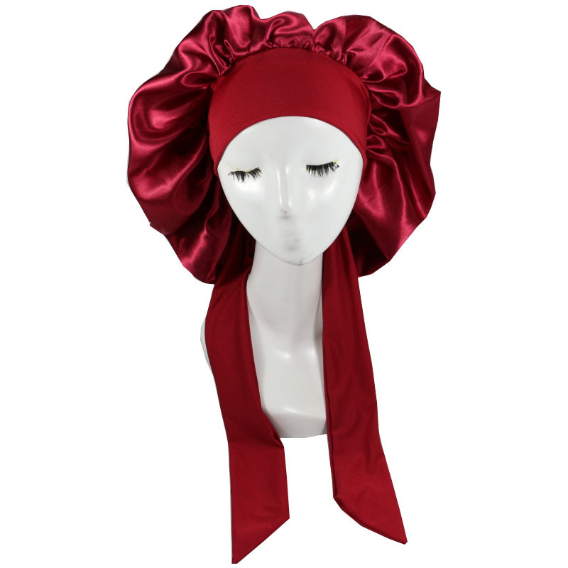 Gorro de dormir de poliéster para mujer, estilo europeo y americano, con pajarita y gran circunferencia de cabeza, 28 colores a elegir_voghion.com