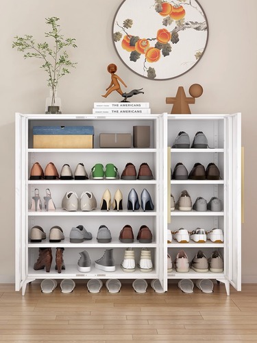 Steel shoe cabinet for home door entrance hallway with lock storage locker indoor and outdoor simple modern dust-proof shoe rack