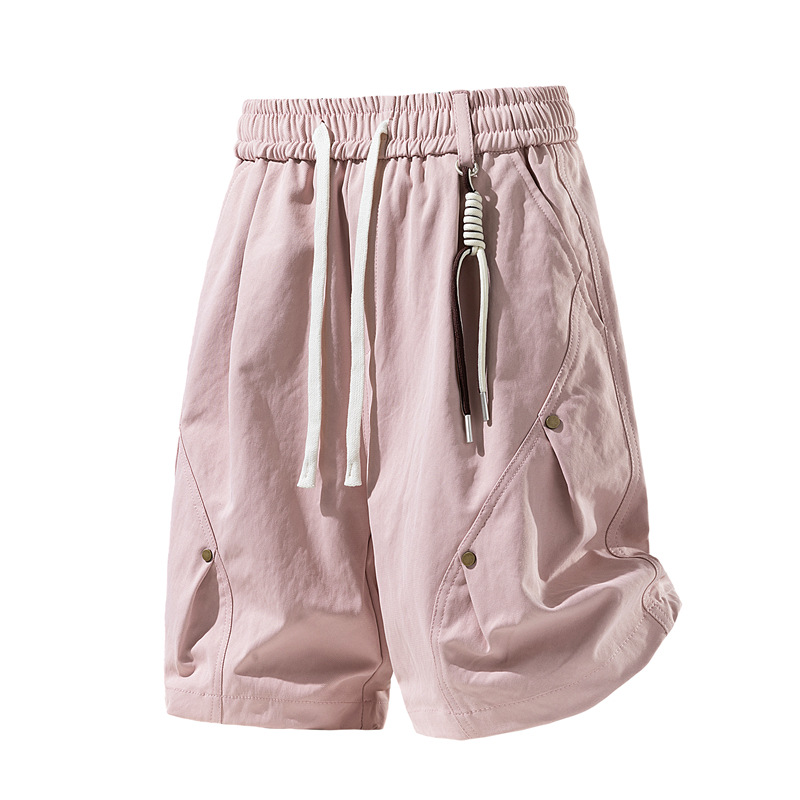 Cross-border American style men's work shorts, summer 2026 new style, pleated five-point pants, trendy brand, versatile casual wear.