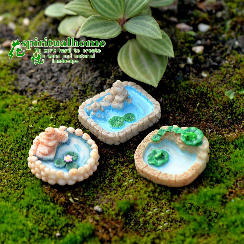 Tiểu cảnh hồ hoa sen, tiểu cảnh cây, DIY, decor, mini, resin, vật liệu (z-CJ-374)