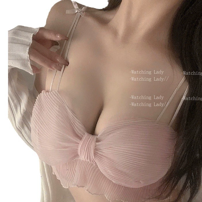 Sexy underwear, push up bra, wireless bra with bow, thin comfortable set