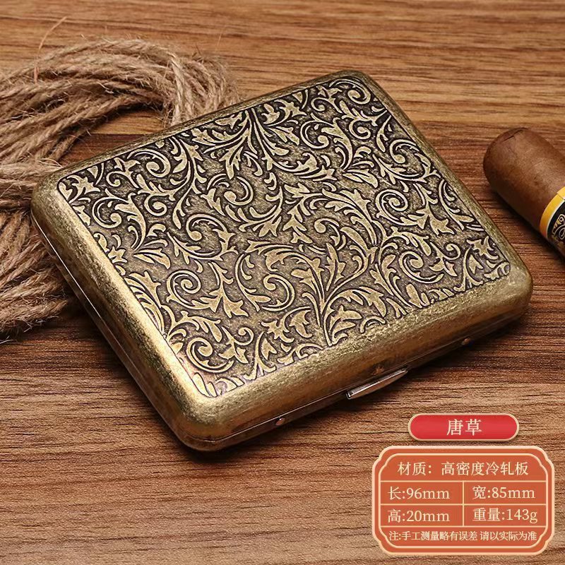 Guipai シガレットボックス 9010 金属両面フリップトップ 20 パックシガレットボックスブロンズ凝縮花自動タバコポータブルシガレットボックス|undefined