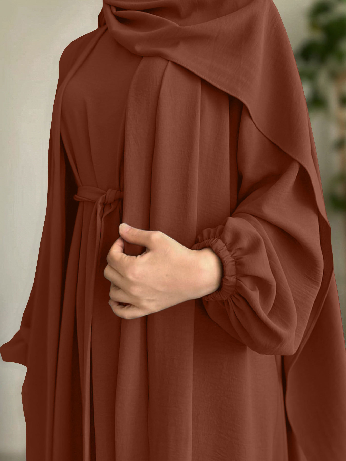 2025 Spring New Arrival Turkey Dubai Solid Color Two-Piece Women's Robe Dress_ecoleips.com
