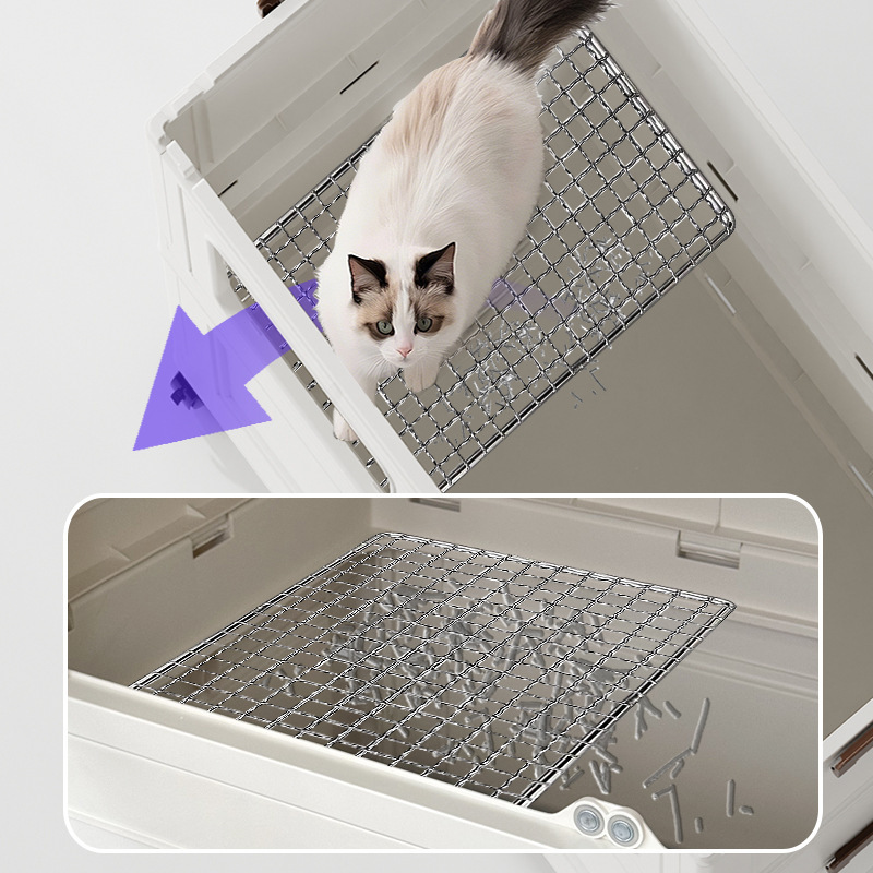 猫トイレ 飛沫防止 半密閉廊下型 防臭 特大二層猫トイレ 猫トイレ一体型収納キャビネット|undefined