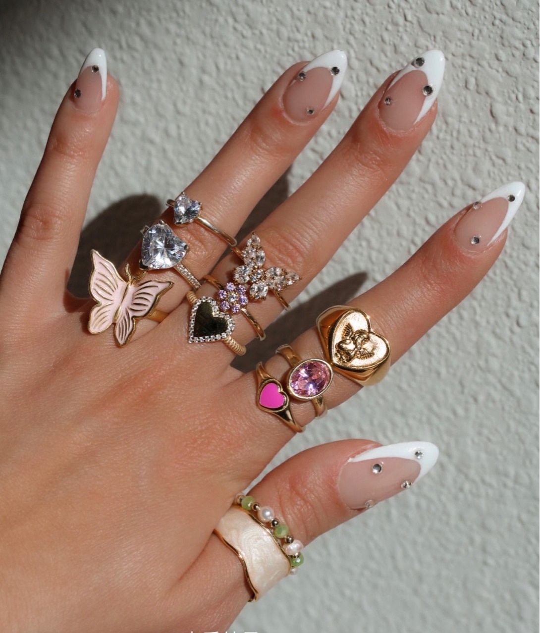 1 Piece Quantity Casual, Daily Occasion Wholesale Jewelry Sweet Angel Heart Shape Wings Titanium Steel 18K Gold Plated Rings