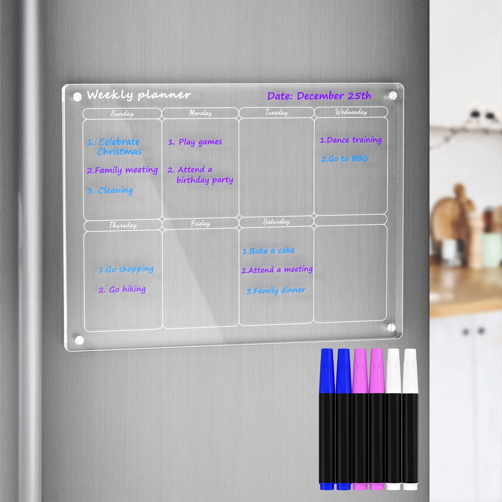 Aitee acrílico magnético seco borrar tablero calendario adecuado para refrigerador transparente seco borrar calendario adecuado para refrigerador image 24
