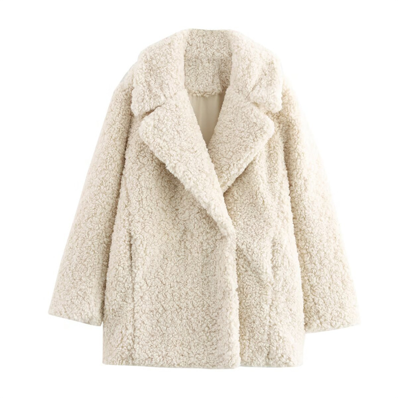 Foreign Trade Cross-Border 2025 Autumn New European and American Style Women's Fashion Teddy Velvet Long-Sleeved Jacket 4391855