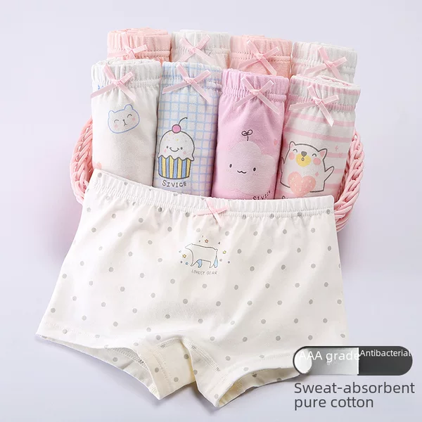 Girls' Underwear Pure Cotton Boxers Student Size Children's Triangle Four Corners Not Clipped pp Baby Children's Shorts