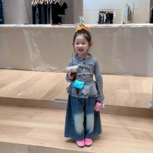 女童韩版条纹打底衫套装春秋季新款儿童T恤宝宝洋气牛仔裤31017