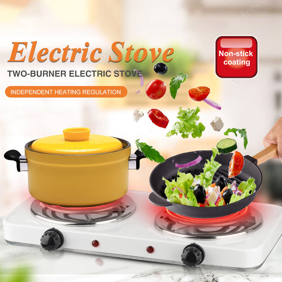 Comercio exterior doble cocina mosquito placas de horno eléctrico calentador doméstico 2000W agua hirviendo horno de cocción de platos calientes