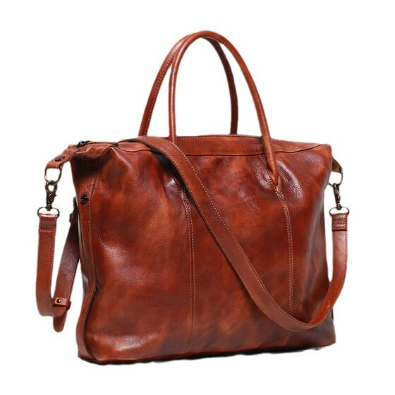 Original Vintage Genuine Leather Handmade Color Large Capacity Men's Handbag Vegetable Tanned Leather Computer Briefcase Crossbody Bag for Men