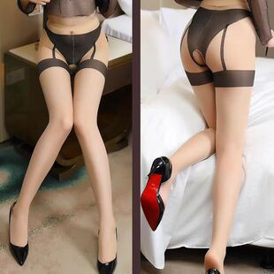 YH plus size fake suspenders pure desire chubby girl lace suspenders black silk one transparent black sexy long knee stockings