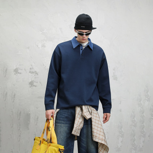POLO��ײɫţ���I�l����ʿ�ﶬ�¿���ʽ����Oversize������������