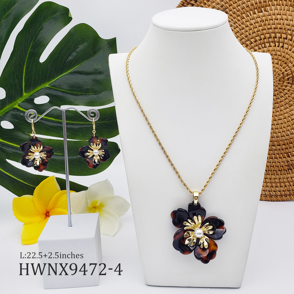 1 Set Fashion Flower Arylic Plating Inlay Pearl Womenu0027S Jewelry Set