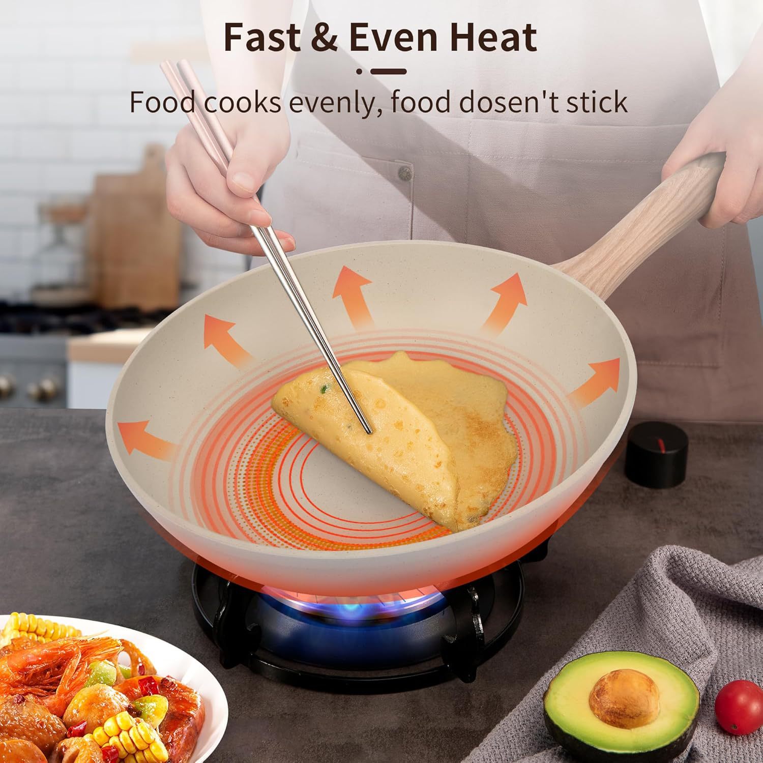 Arroz de arroz de arroz de piedra, olla de frita doméstica, olla de frita sin humo de aceite, olla de frita electromagnética, olla antiadherente general al por mayor