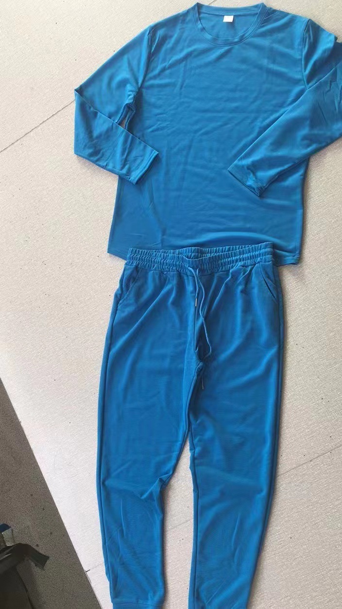 2024 Sleeve T-shirt Casual Sports Long Pants Two Piece Set for Men_voghion.com