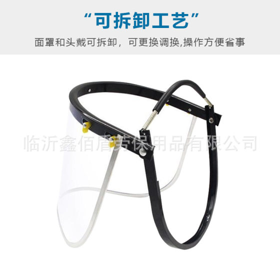 Protective mask with cap aluminum bracket PVC/PC protective screen polished transparent anti-impact anti-splash mask