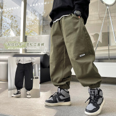 Haimajia 2024 spring and autumn new style boys' casual trousers, children's Korean style children's overalls, pure cotton spring trousers