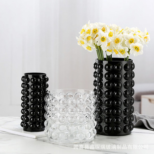 Modern Simple Black High-End Ins Style Creative Ornaments Hydroponic Living Room Home Bubble Transparent Glass Vase